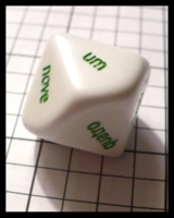 Dice : Dice - 10D - Koplow Portuguese Words Numbers White and Green Die - Troll and Toad Dec 2010